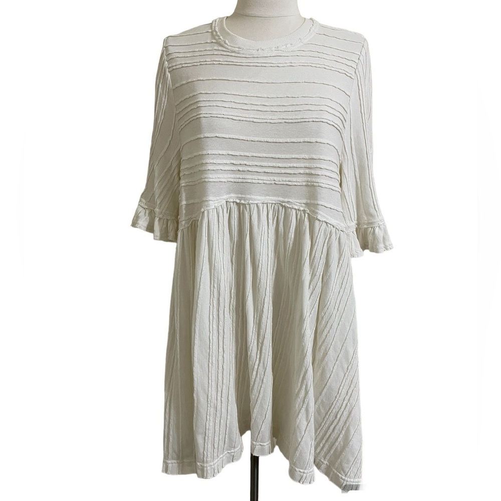 FREE PEOPLE Ivory Take A Spin Tunic Mini Babydoll Dress Size Small - Picture 4 of 12